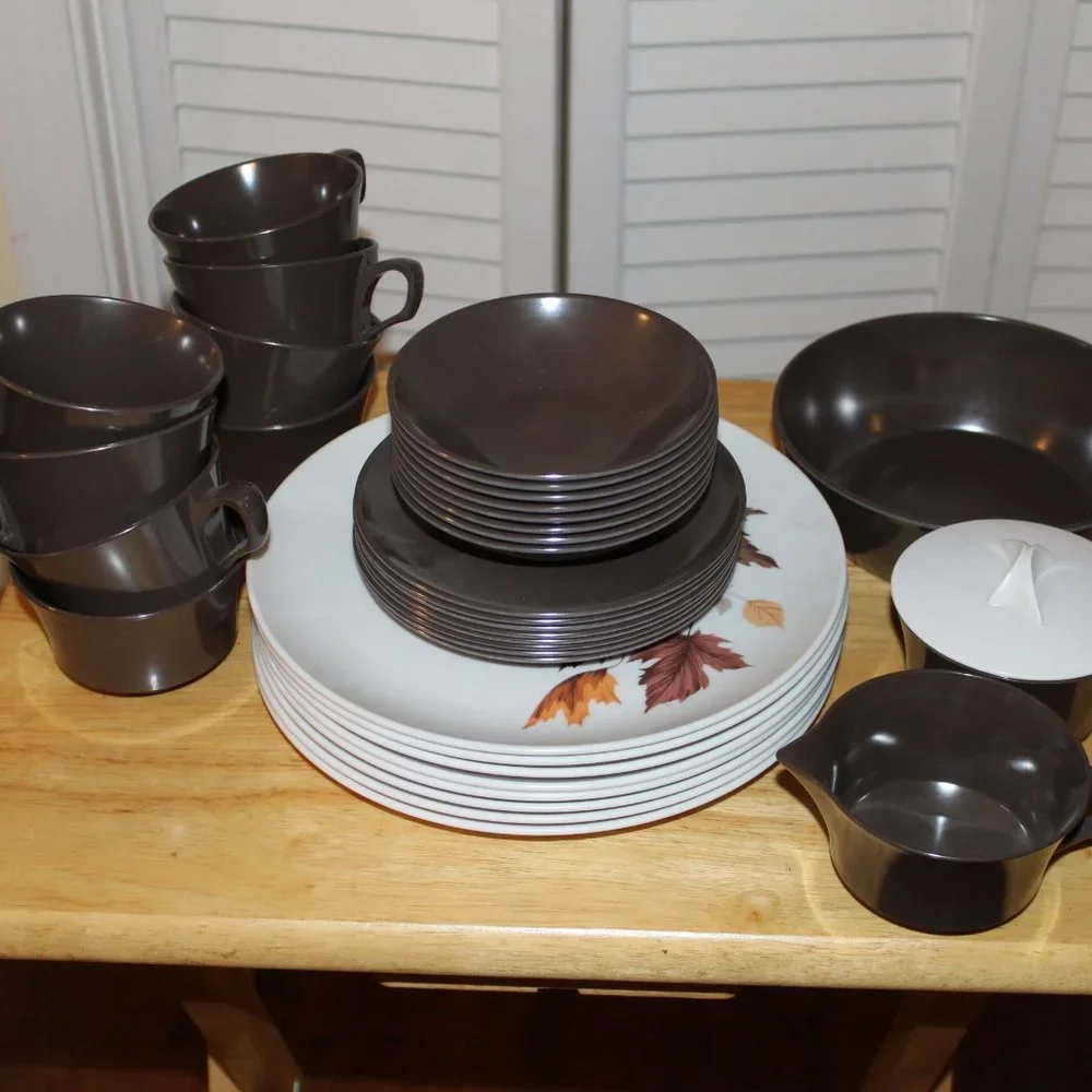 Vintage Allied Chemical Melmac Dinnerware Set - 43 pieces